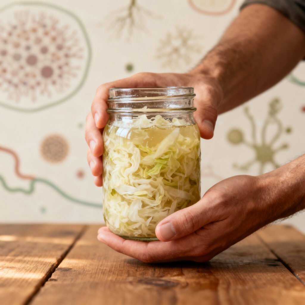 Pote de Vidro de Conserva com Gengibre Fermentado.