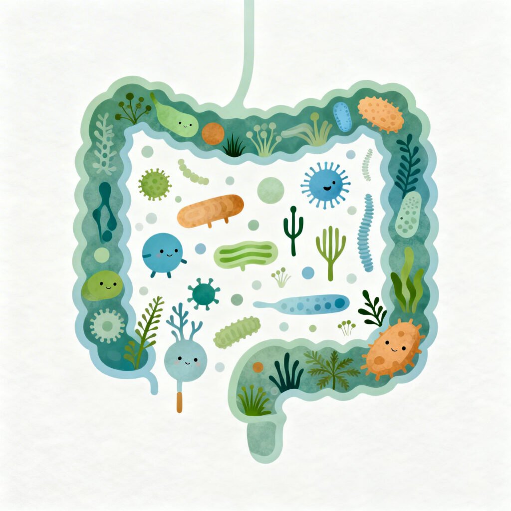 Desenho do Intestino como parte do nosso Microbioma Interno
